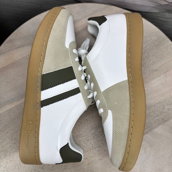 Ben Sherman Hyde Mens Sneaker Size 12 White Olive Green Gum Casual Shoes New - Picture 12 of 12